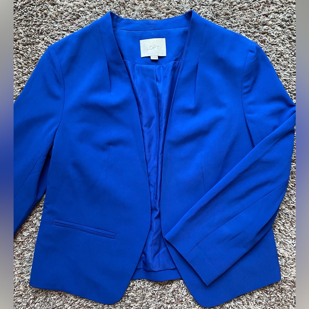 Women’s M LOFT blazer work business casual royal blue